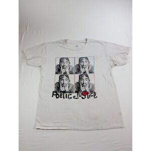 Philcos Poetic Justice Tupac Shakur Graphic T-Shirt White Mens Medium Movie Tee